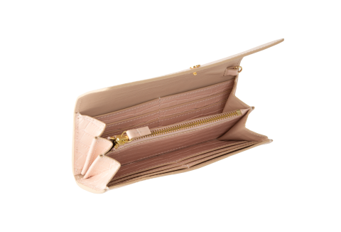 The Long Wallet CrocPink