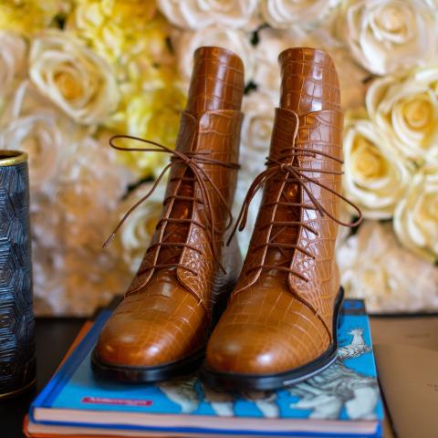 Me&She CrocBrown Combat Boots